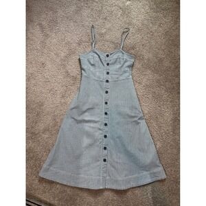 Striped Button Front Sundress Sleeveless Casual‎ Summer Midi Dress